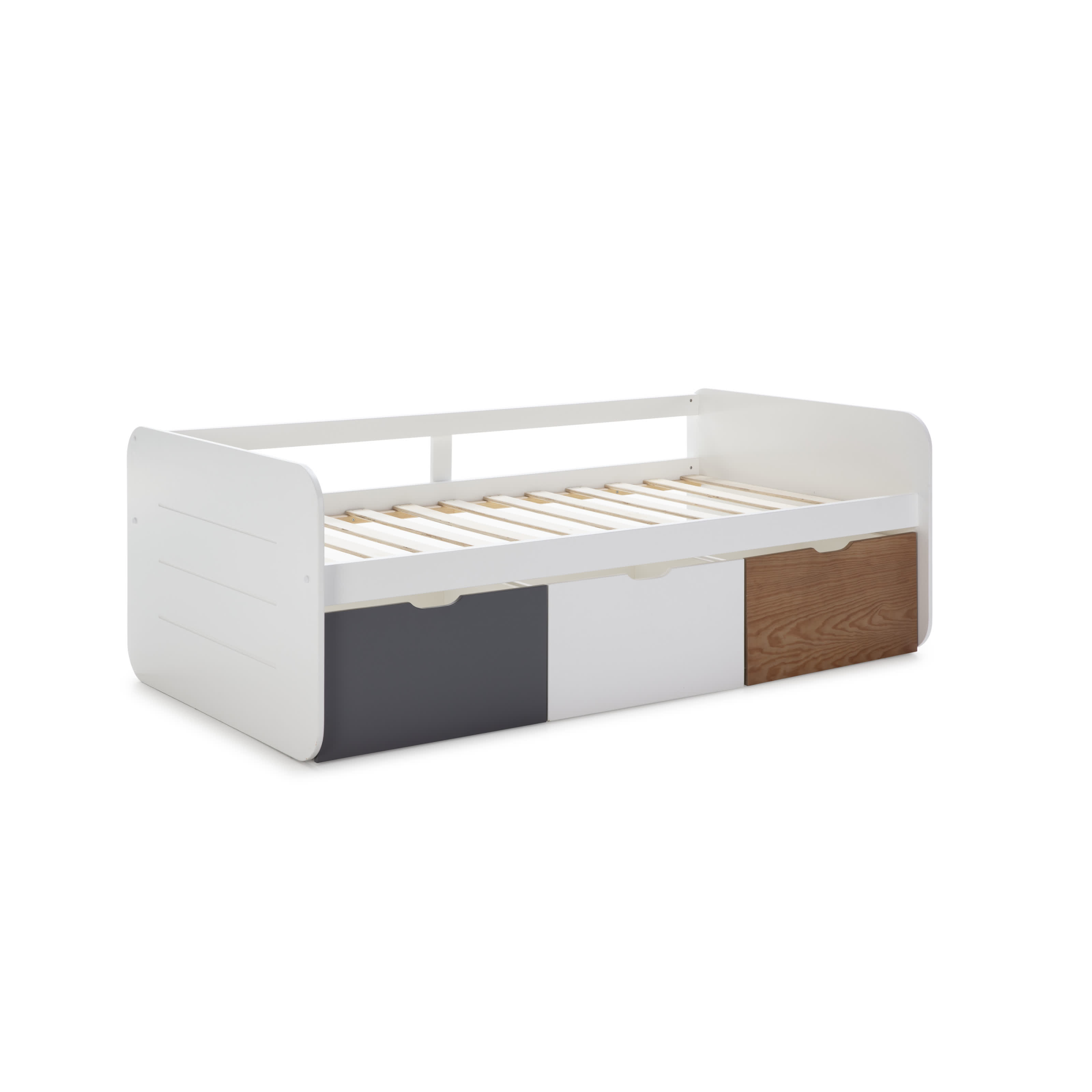 Letto con 3 cassetti portaoggetti bianco 195x105 cm - 3