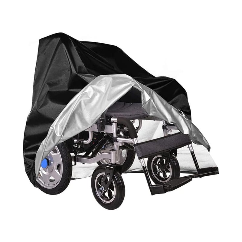 Czarny pokrowiec na wózek inwalidzki, chroniący przed słońcem, wodą, kurzem, brudem i śniegiem (100x75x100 cm)
