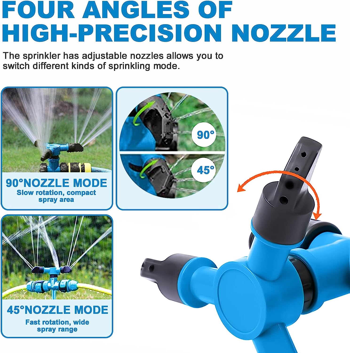 Arroseur de jardin de pelouse,arroseur de jardin de rotation de 360 ​​degrés pour la cour,grande surface, système d'arrosage d'eau de jardin réglable - 4