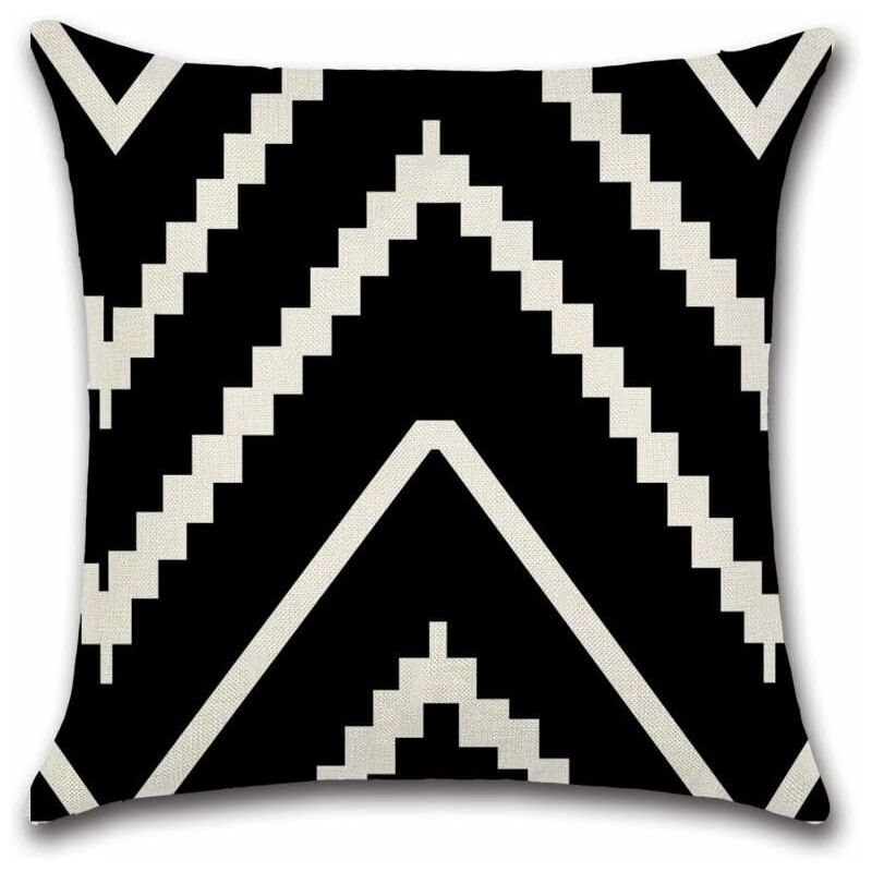 Artscope Set di 3 federe per cuscini vintage, 45 x 45 cm, motivo tradizionale pied de poule, in bianco e nero, motivo scozzese retrò, morbide, per divano, decorazione della casa (nero