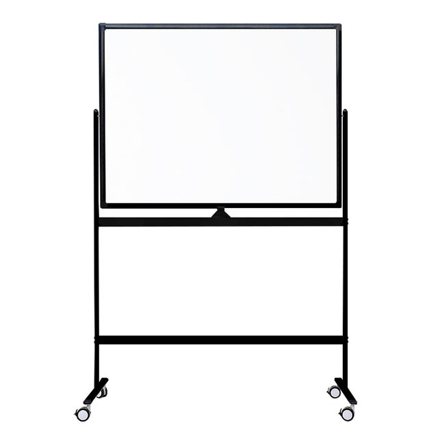 Lavagna bianca mobile - Superfice doppia e magnetica - 100x150 cm - Telaio nero