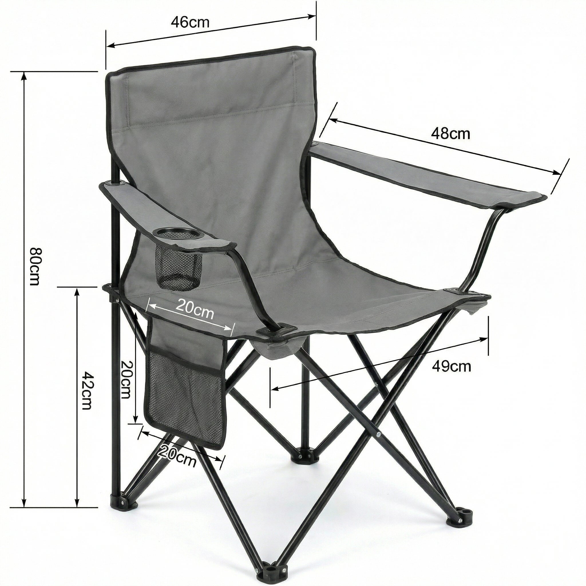 Juego De 2 Sillas Plegables De Camping Con Brazos - Altura 85 Cm, Metal Resistente, Cómodas