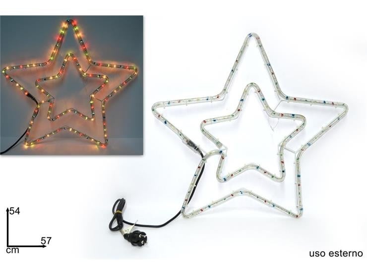 Comète Double étoile Tube LED Multicolore 30x80 Cm Int/ext