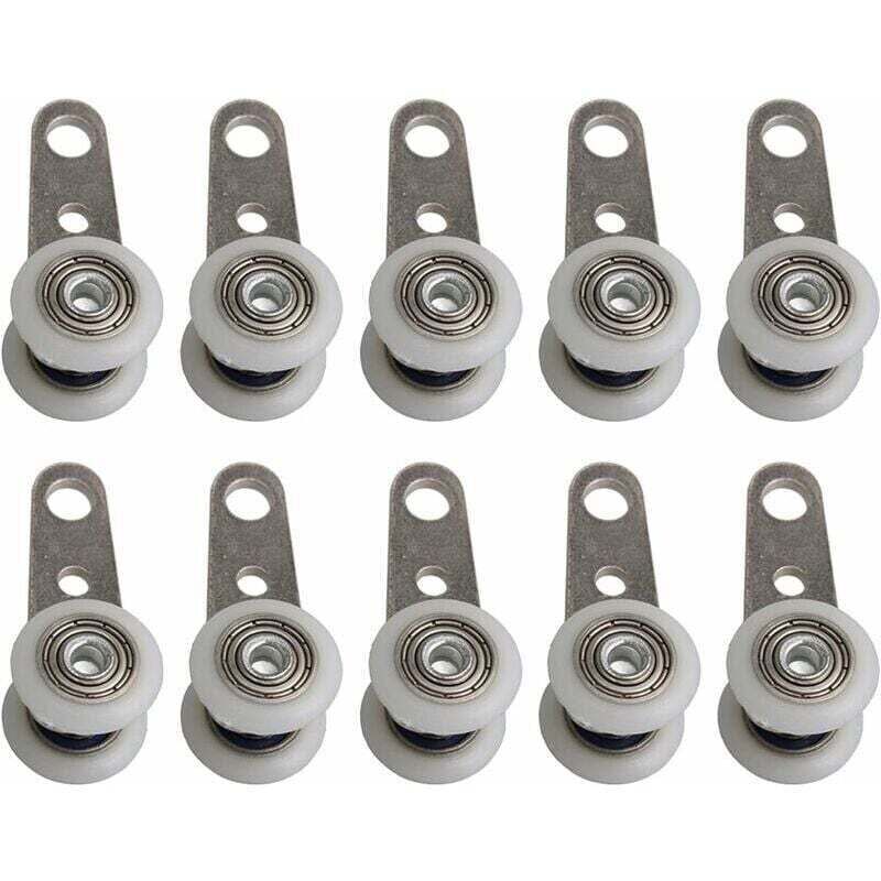Lot de 10 roți pentru uși glisante din sticlă sau ferestre glisante - Metal și plastic - 4,5 x 1,9 cm