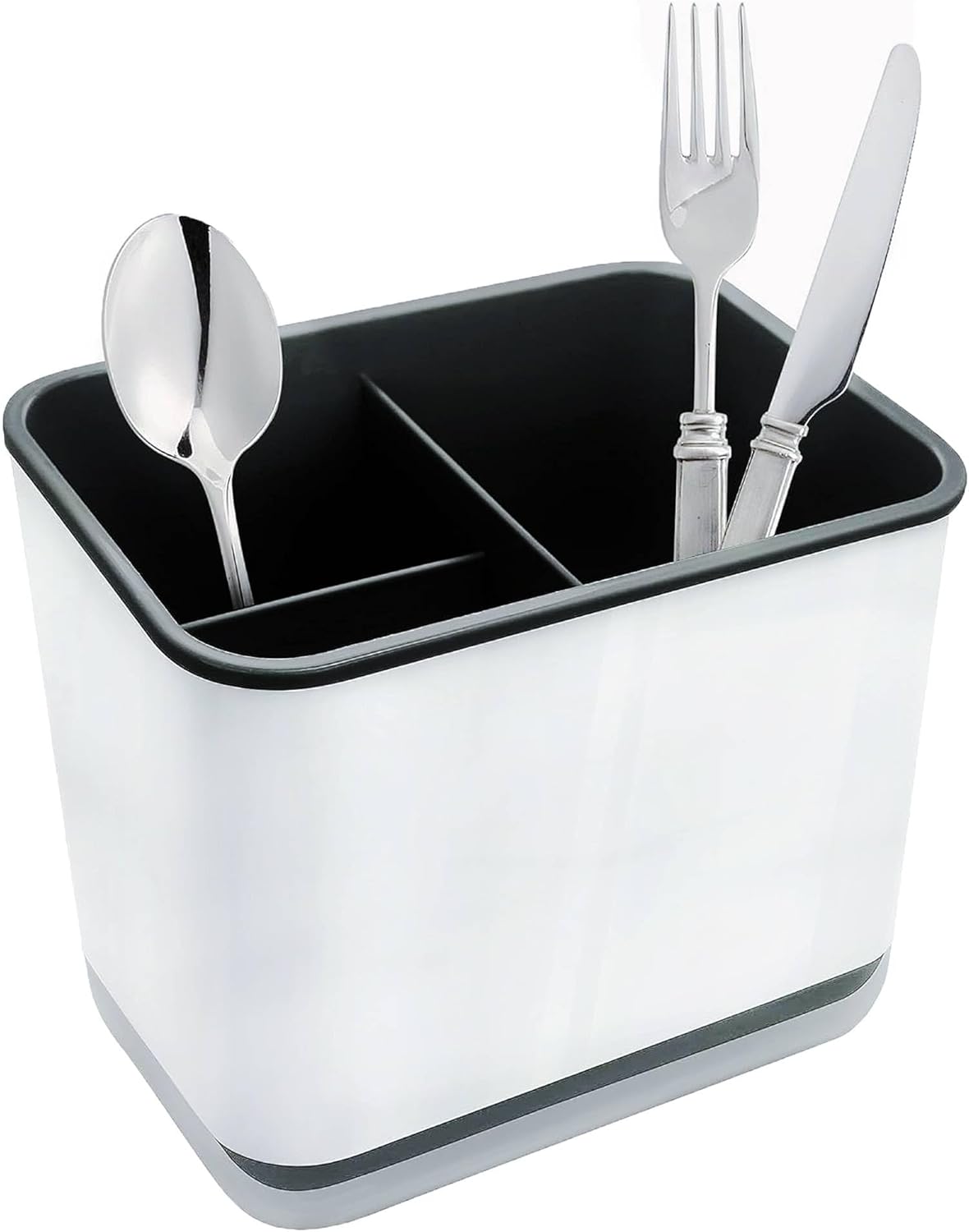 Ociekacz na sztućce, widelce i łyżki z 3 przegródkami i ociekaczem, na nóż, widelec i łyżkę (czarny)