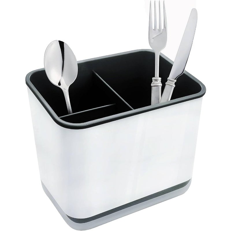 Ociekacz na sztućce, widelce i łyżki z 3 przegródkami i ociekaczem, na nóż, widelec i łyżkę (czarny)