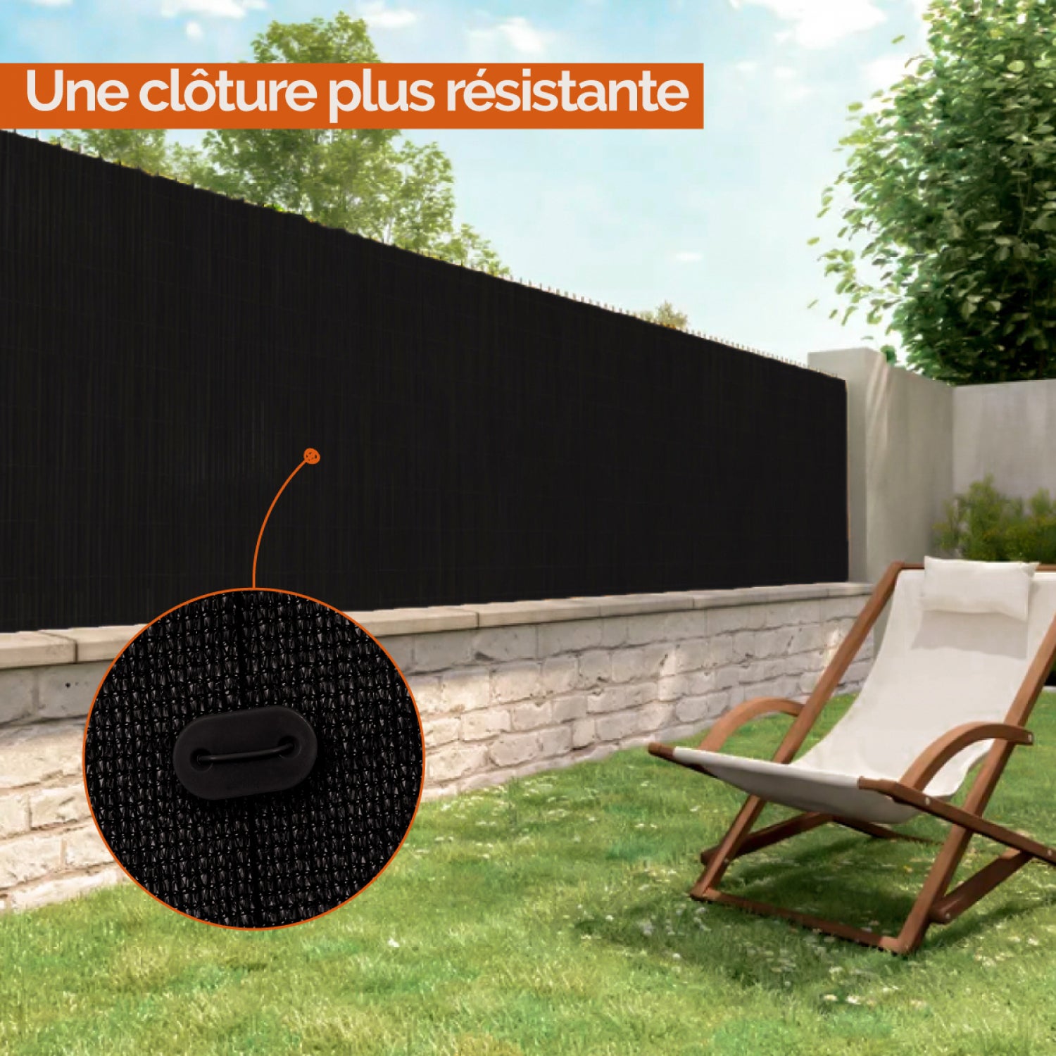 Lot de 5 kits de fixation pour brise vue, canisse anti-UV - Noir - Linxor - 4
