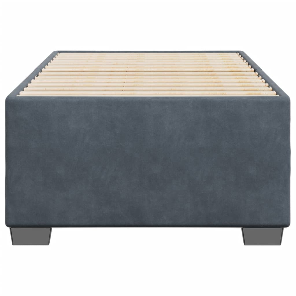 Cadre de lit sans matelas, velours, gris foncé, pour la chambre, 100 × 200 cm - 4