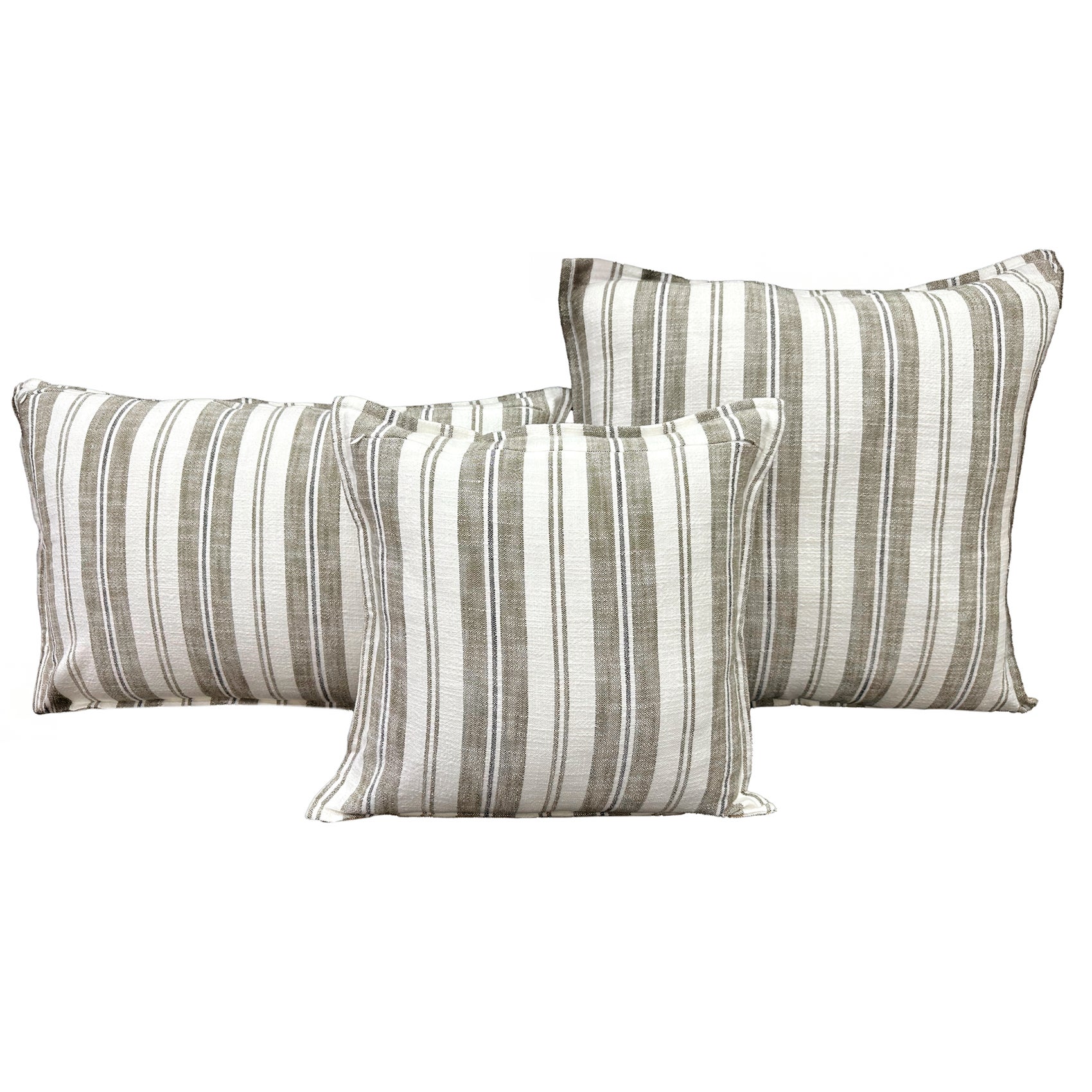 Housse de coussin recto-verso 100% coton rayures tapissier LOURMARIN - Jaune Ocre - 45x70 cm - Coton - 2