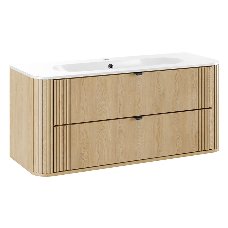Szafka pod umywalkę OVALIA CREMONA 2S 120cm dąb cremona z umywalką wpuszczaną PURE COMAD 1 szt.