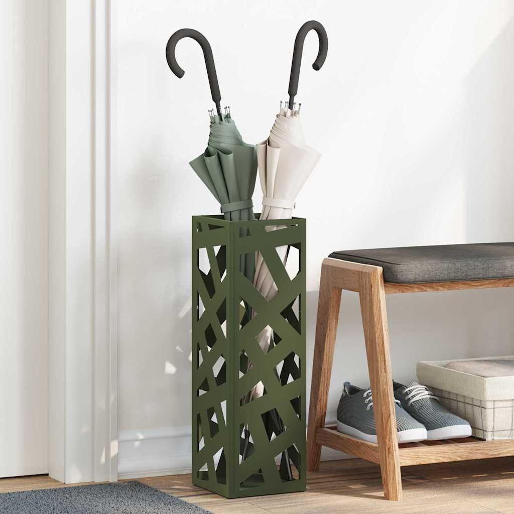 Blanc Carré Porte-parapluie Stockage Pour Cannes Bâtons Acier 48,5 Cm - Porte-manteaux