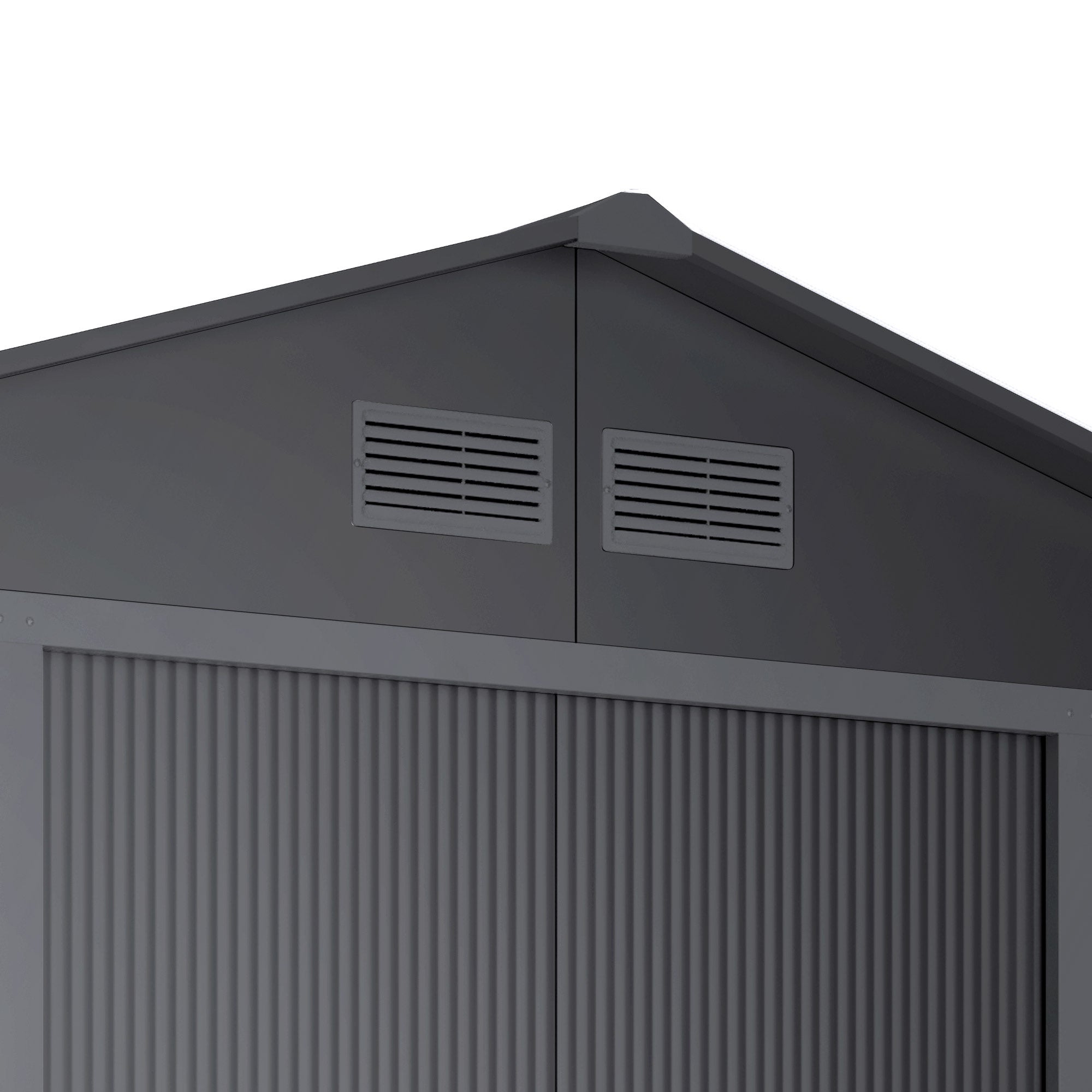 Caseta de jardín exterior 8,08m2 - 258x313x202cm - Puerta doble corredera - 4 respiraderos - Antracita - Metal - 3