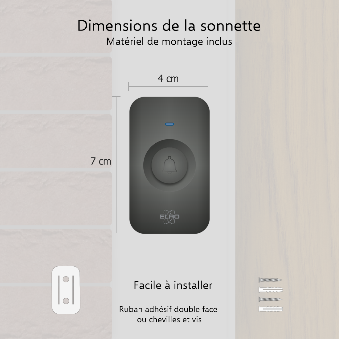 ELRO DB3000 Sonnette de Porte sans Fil - avec récepteur à Piles - Noir - 5