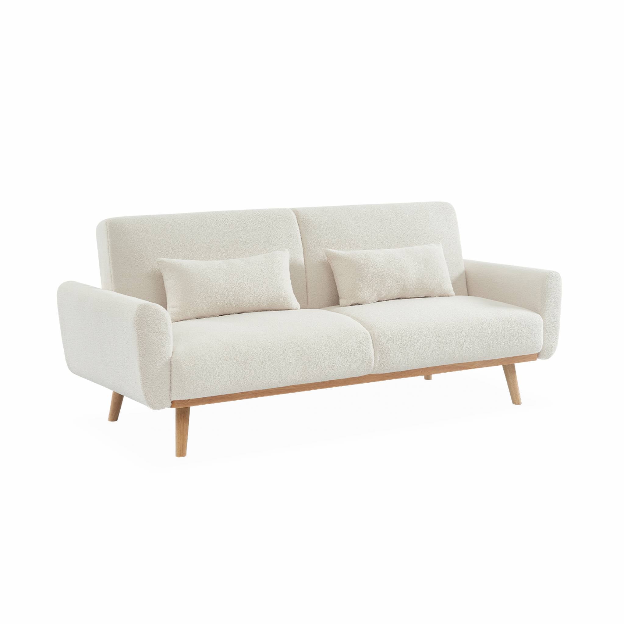Canapé convertible à bouclettes crème - Oskar - 2 - 3 places scandinave ...
