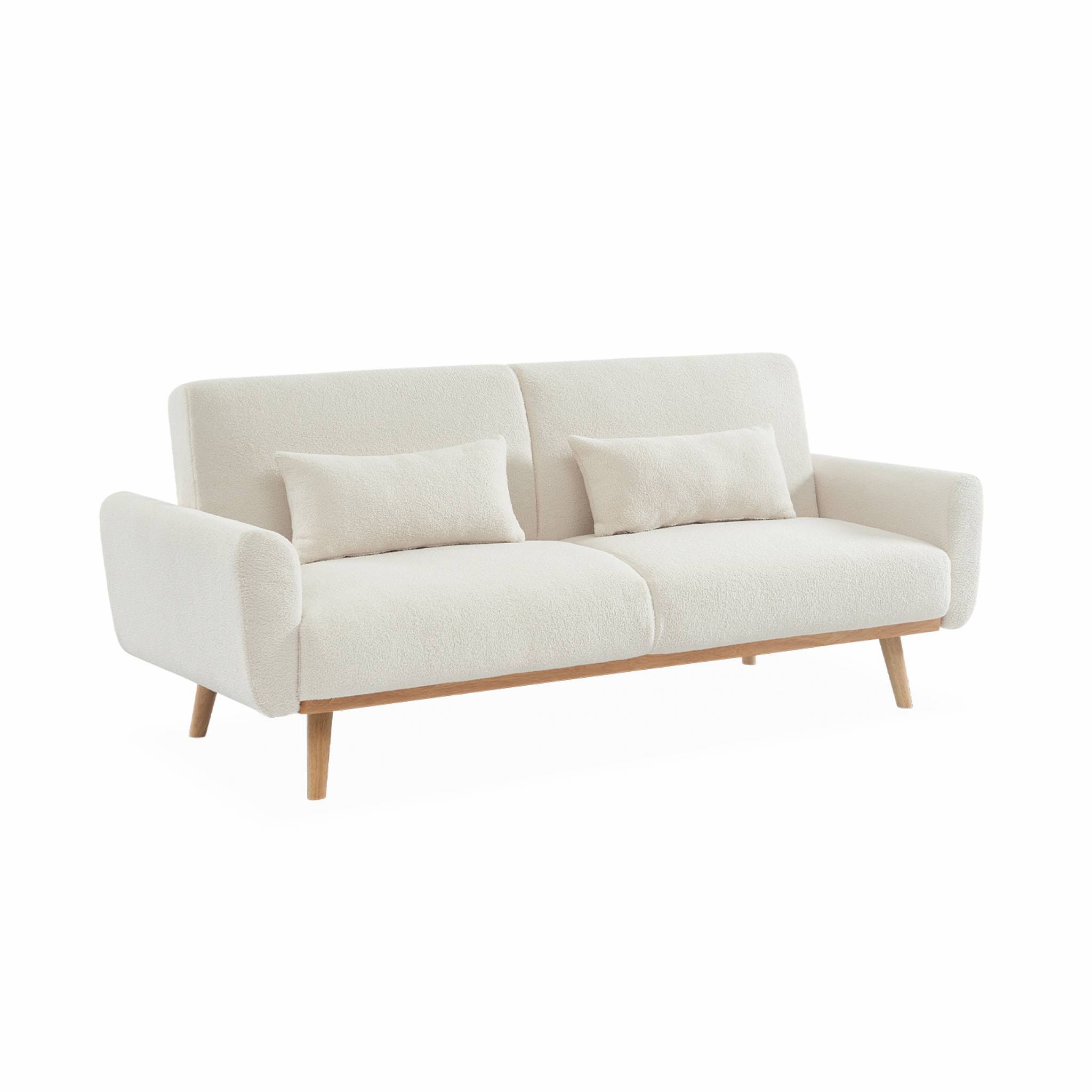 Canapé convertible à bouclettes crème - Oskar - 2 - 3 places scandinave ...