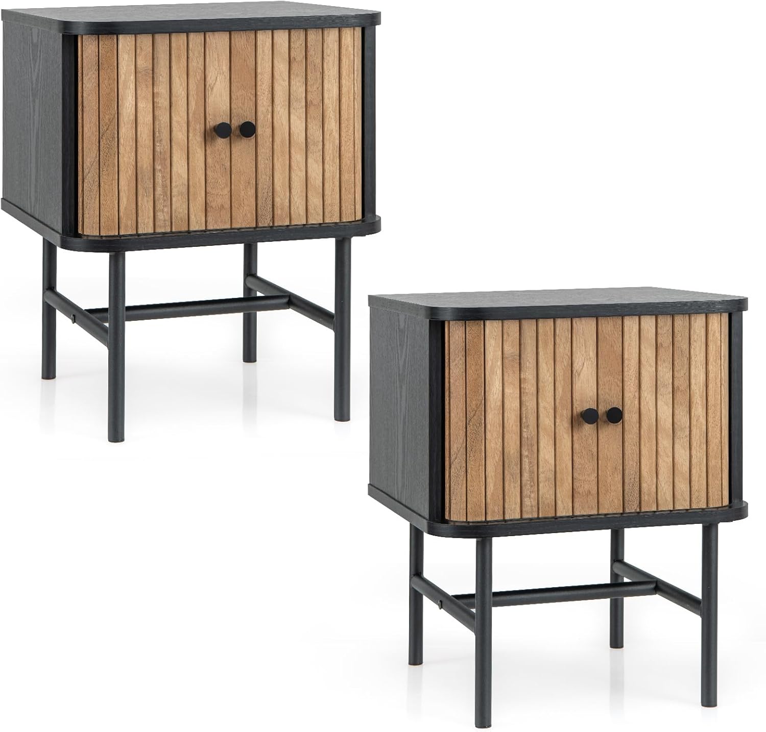 Comodino Moderno Con Cassetto - Legno MDF Nero, Gambe Dorate, Per Camera Da Letto O Soggiorno