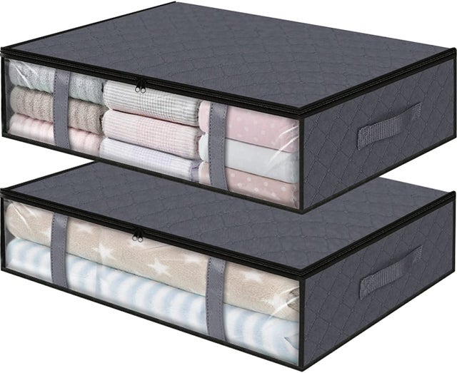 Lot De 9 Sacs De Rangement Pliables - Organiseurs De Valise En Tissu - Gris Foncé