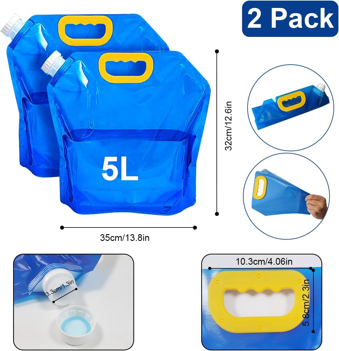 SMYJDMM Bidon D'Eau Pliable 5L Et 10L Avec Robinet - Pour Camping, Randonnée, Stockage - Sans BPA Bidon Eau Avec Robinet