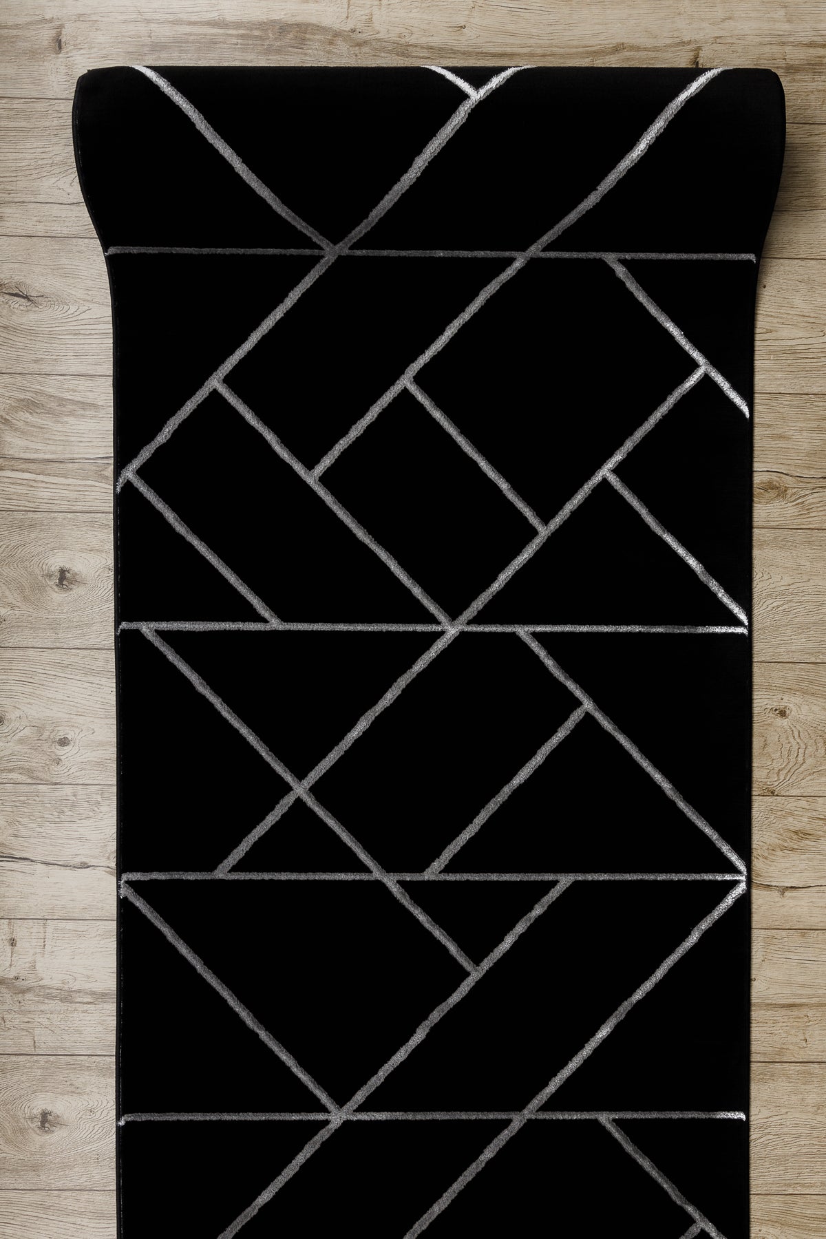 Tapis de couloir EMERALD exclusif 7543 glamour, élégant géométrique noir / argent 70 cm 70x1100 cm - 5