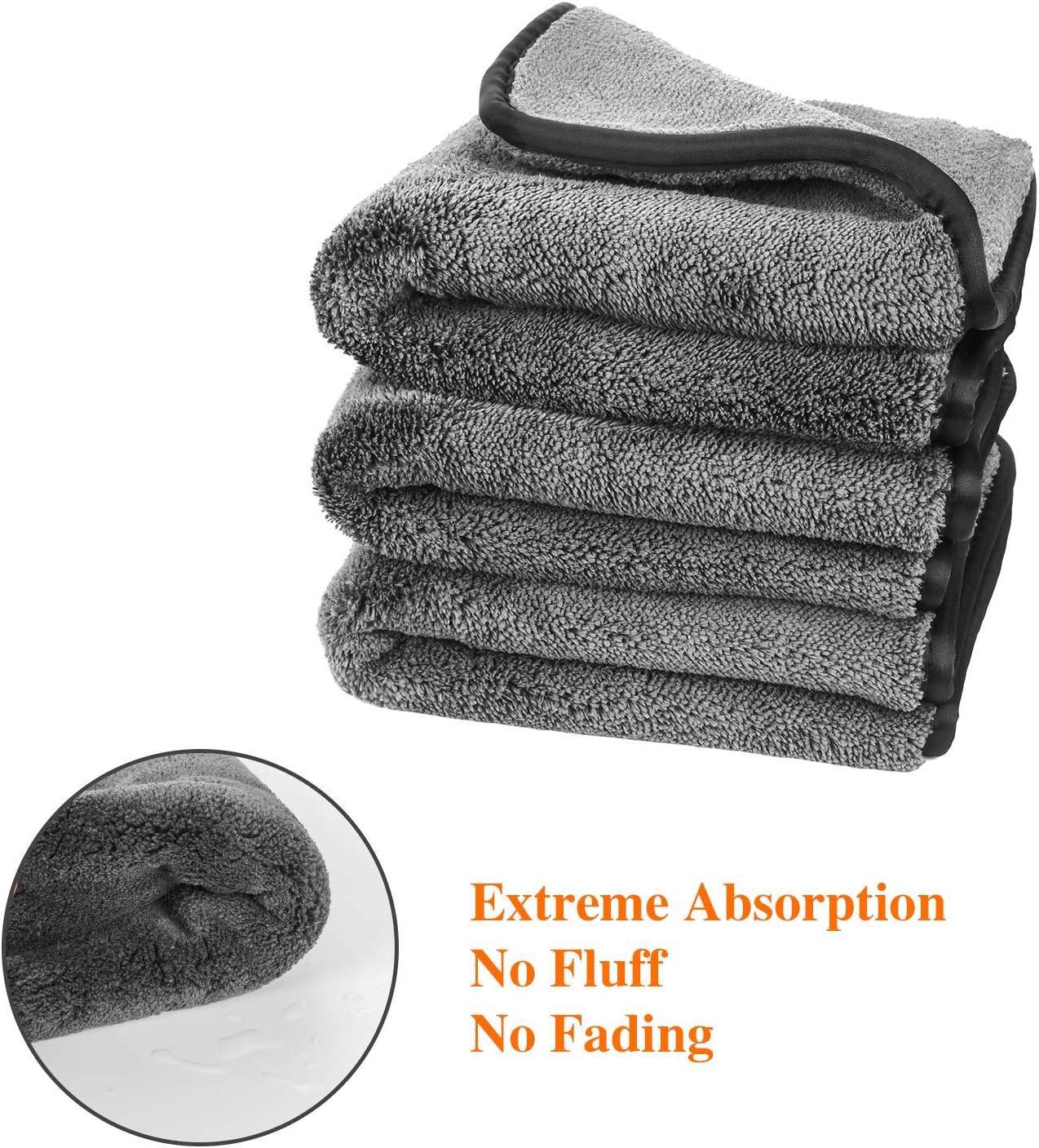 Chiffons de nettoyage de voiture en microfibre, Serviette de séchage de voiture ultra-épaisse améliorée Chiffon en microfibre 40x 60CM (paquet de 3) - 2