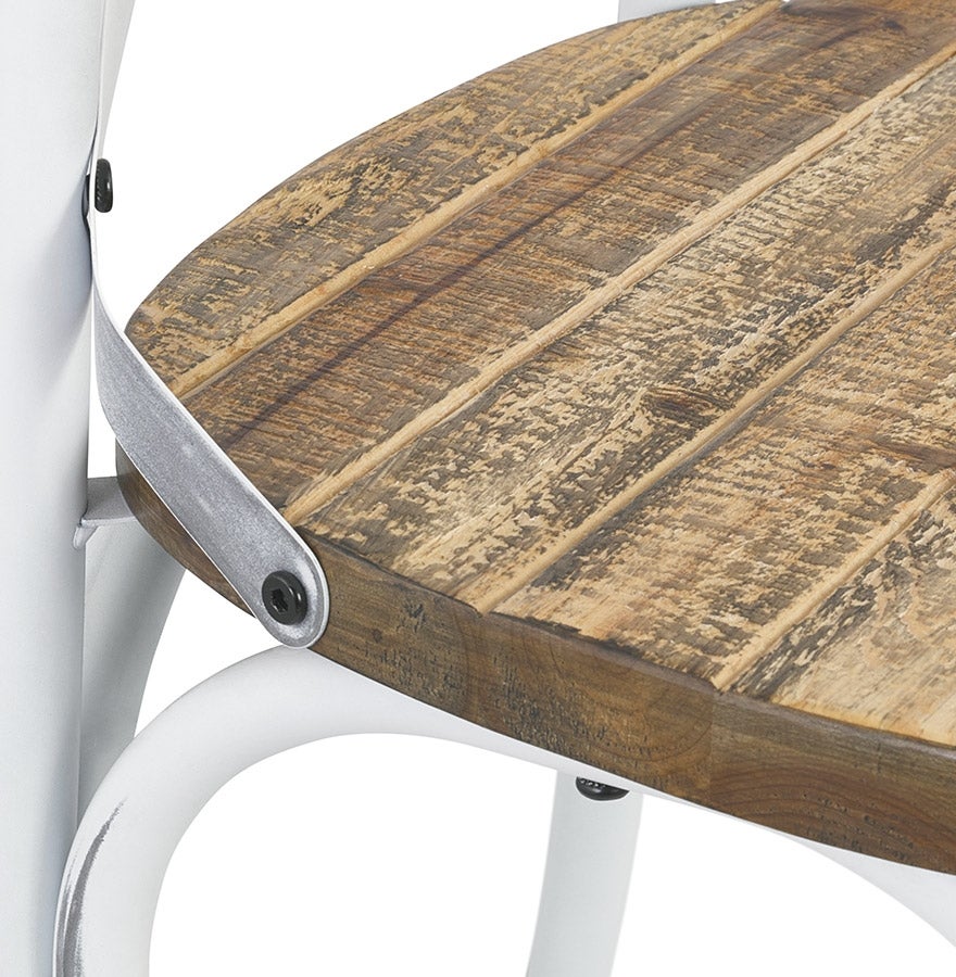 Tabouret De Bar Vintage Makina Par Kokoon Design - Bois Noyer Effet Vieilli Et Piétement Métal