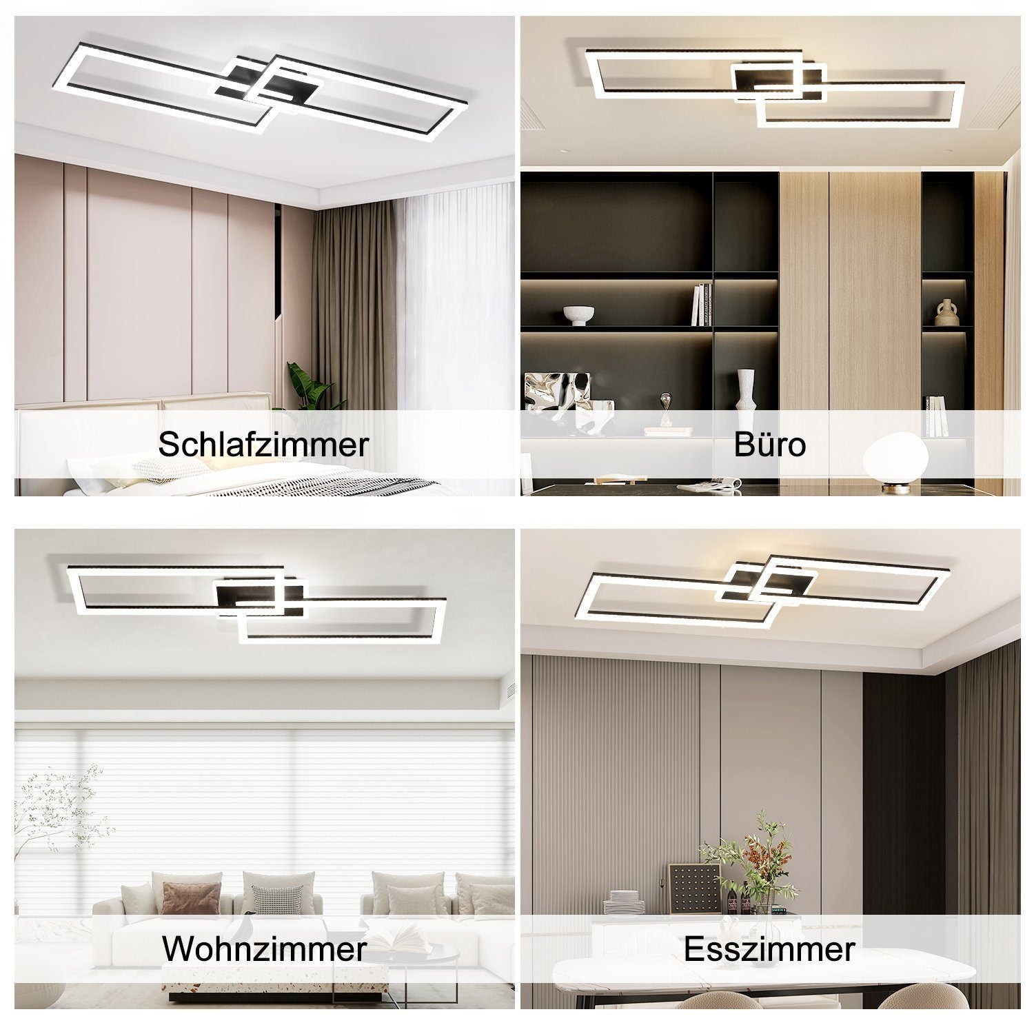 NETTLIFE Plafón LED regulable diseño moderno 56W negro - 8