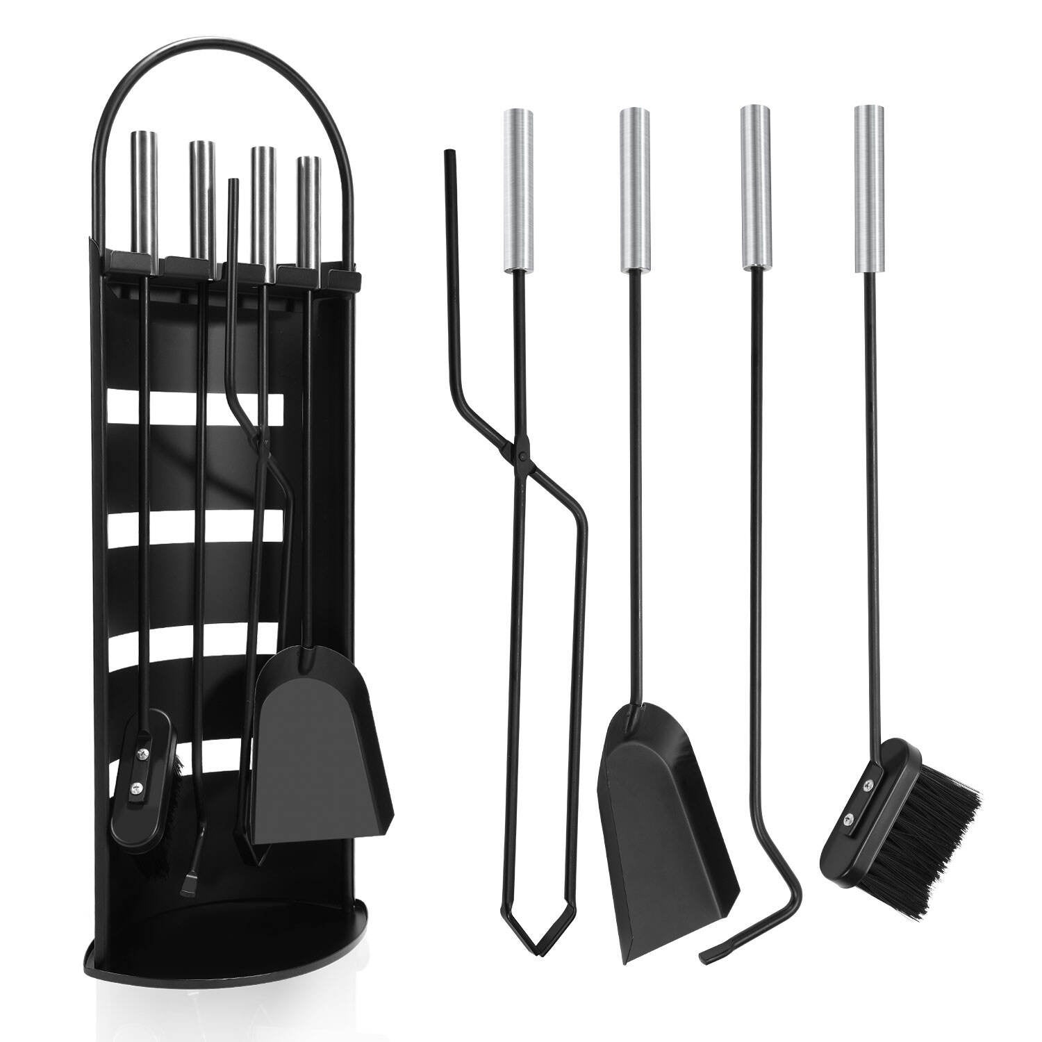 Ensemble serviteur de cheminée 5 pièces accessoire acier pelle balai ...