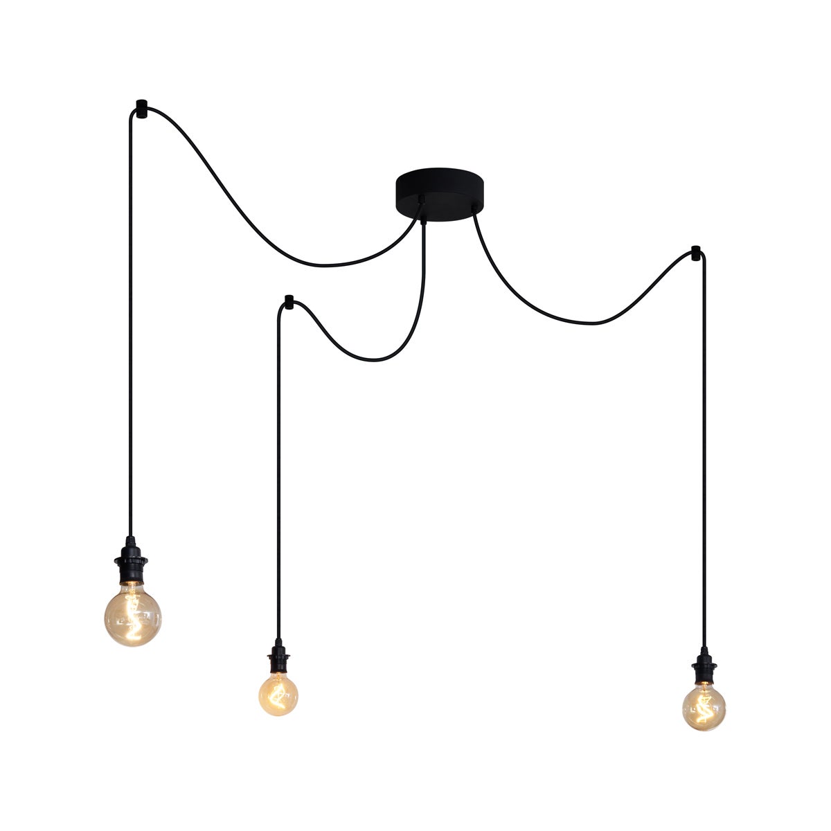Qazqa nowoczesny lampa wisząca zewnętrzna bez klosza (3 punkty) do ogród - Cava - czarny, max. 15w, e27, 18cm, IP44, z 3