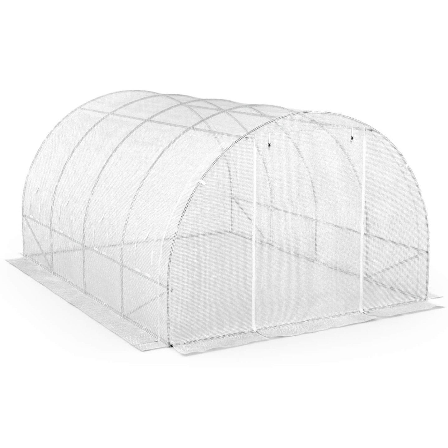 Serre de jardin tunnel 12m² 4 x 3 x 2 m acier galvanisé + bâche anti-UV avec porte et fenêtres ZEBRA blanches toutes saisons - 4