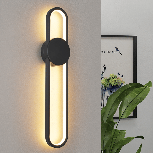 ZMH Nowoczesna lampa ścienna LED - 12W 60cm 3000K Czarna (minimalistyczna)