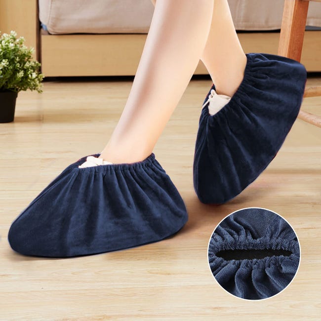 6 Paires Surchaussures Lavable Couvre-Chaussure Anti Glisse Réutilisables Antidérapant Surchausson avec Flanelle Pantoufle pour Protection de Sol - 2