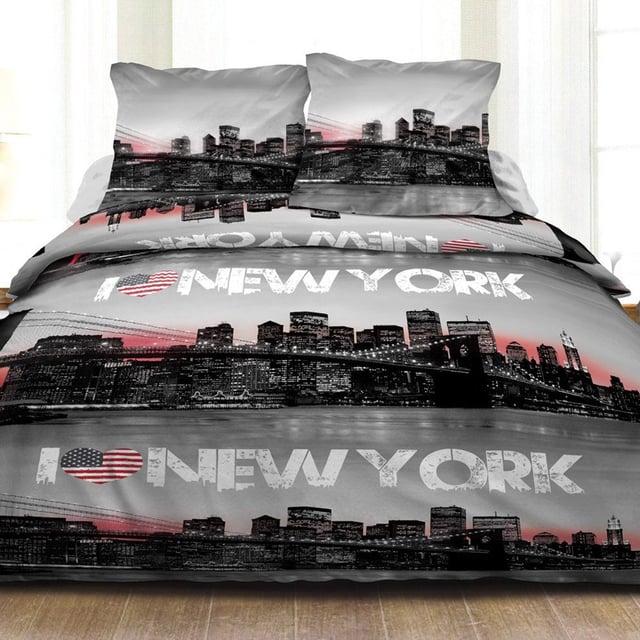 Housse de couette 240x260 New York + 2 taies 100% coton 57 fils