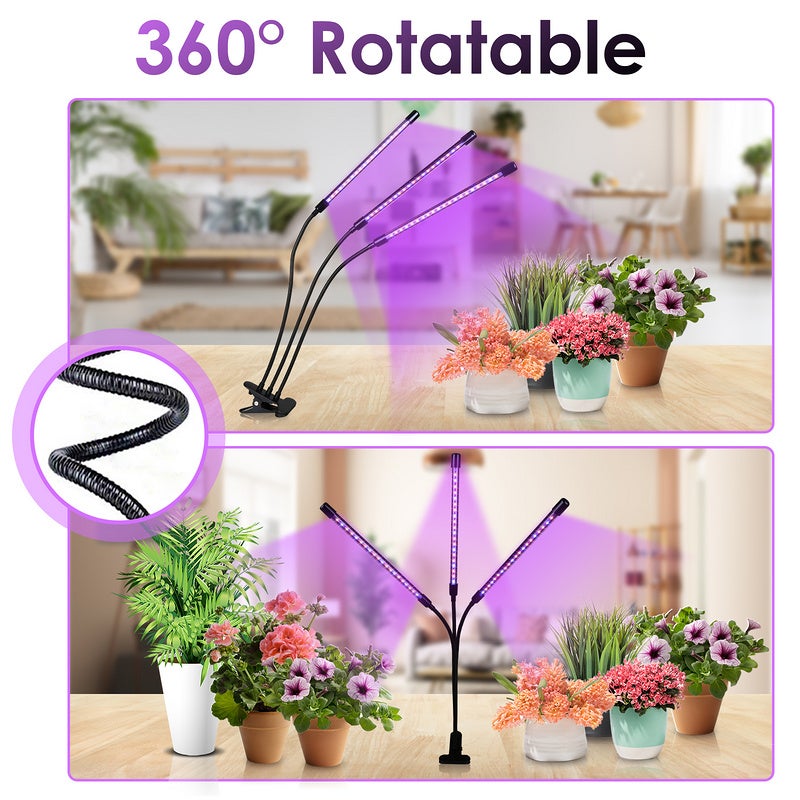 Grow Light, lampada per piante a clip regolabile per orticoltura a spettro completo da 60 LED - 3
