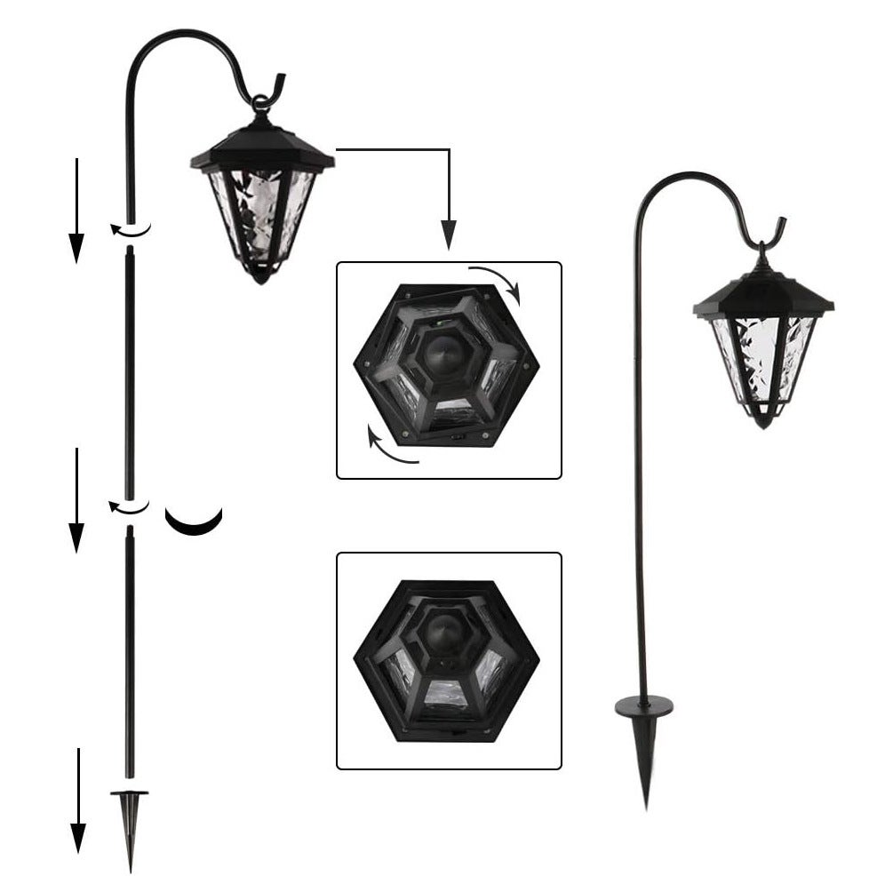 Luzes solares ao ar livre à prova d'água, 2 peças de luzes solares de jardim, luzes de lanterna solar, luz solar de caminho de paisagem, branco quente - 7