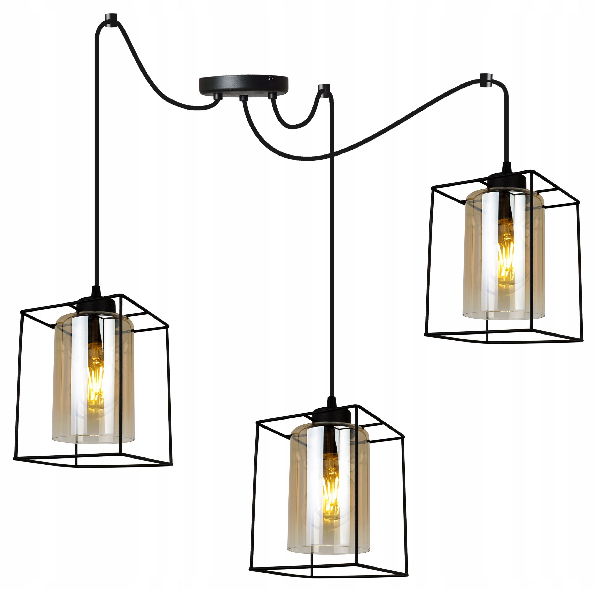 Lampa sufitowa wisząca modern Spider Hella Cage 3xE27 klosz kwadratowy miodowy Light Home LH