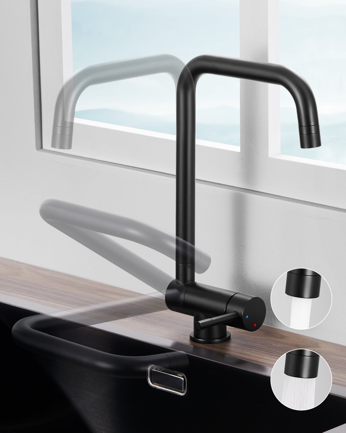 SOFETIY MAX Robinet Cuisine Rabattable avec 2 Jets, Mitigeur Evier ...