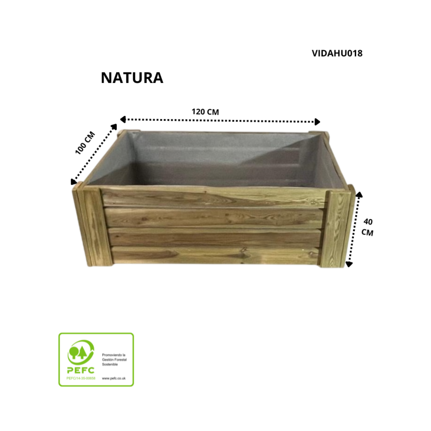 Coffre de Culture NATURA. Hauteur de 40 cm. Sans Base. VidaHuerto 120x100x40 cm - 3
