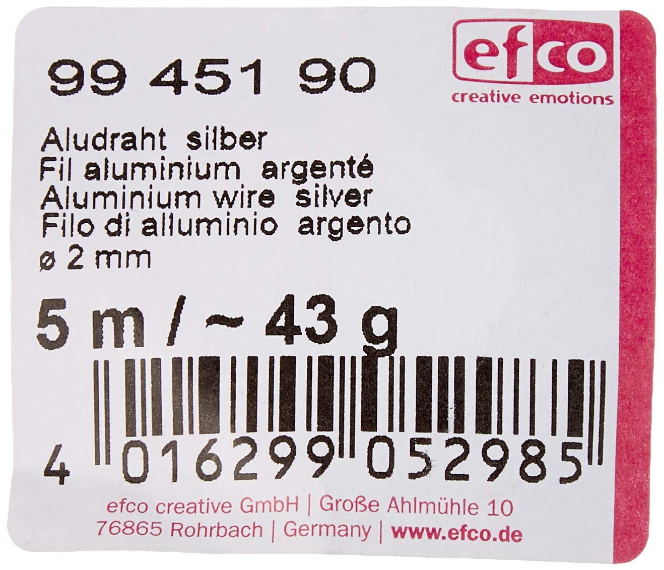Efco Filo di Alluminio, Argento, 5 unità - 3