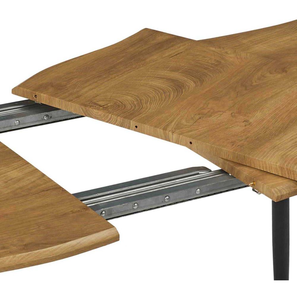 Table - Home Deco Factory - Abbott - Extensible - Bois Naturel Effet Chêne - Marron Et Noir - 7