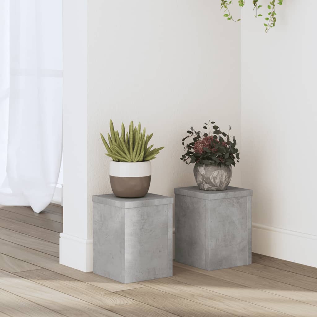 Supports pour plantes 2 pcs gris béton bois d'ingénierie - 3