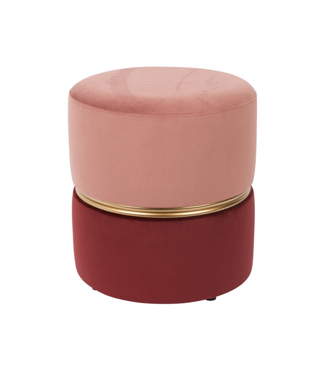 ART DECO - Pouf en velours rose avec cerclage doré - 4