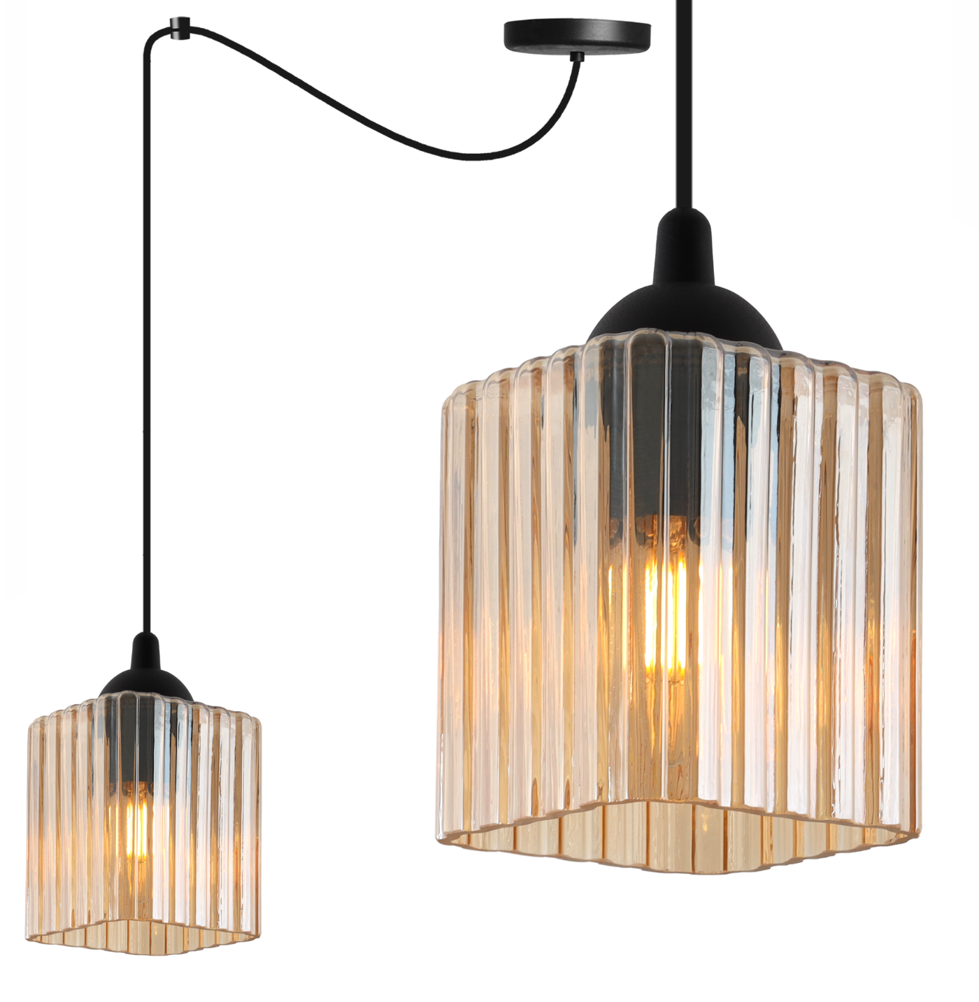 Lampa sufitowa wisząca Riffle Pająk loft 1xE27 klosz sześcian miodowy Light Home LH