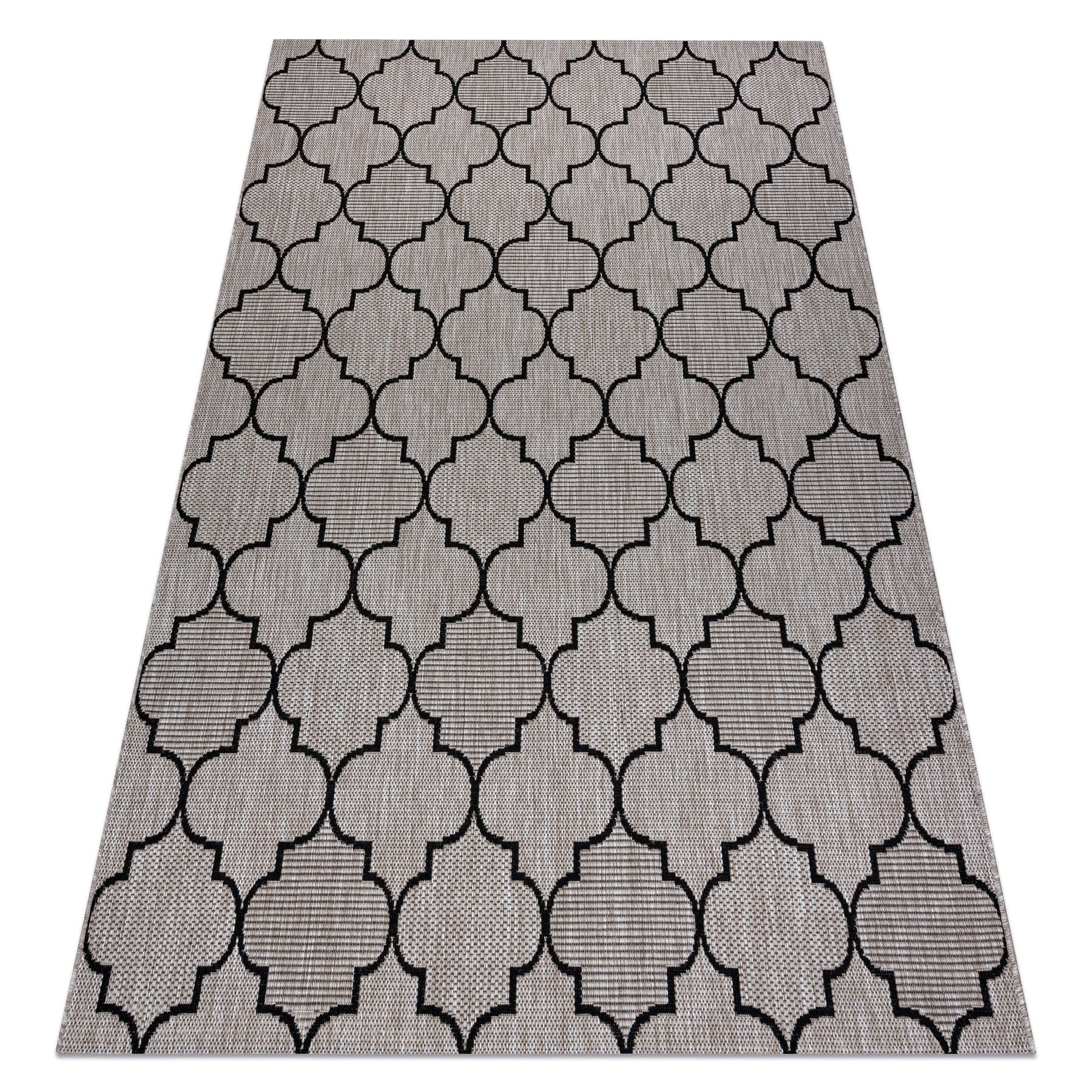 DYWAN SZNURKOWY SIZAL FLOORLUX 20607 , koniczyna marokańska, trellis srebrny / czarny 120x170 cm