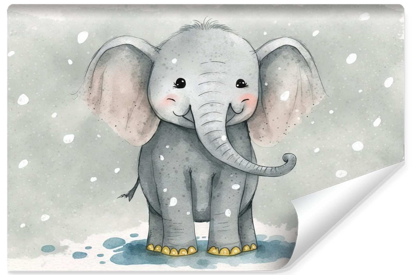 Vlieseline papel pintado foto para habitación infantil elefante animal acuarela 405cm x 270cm