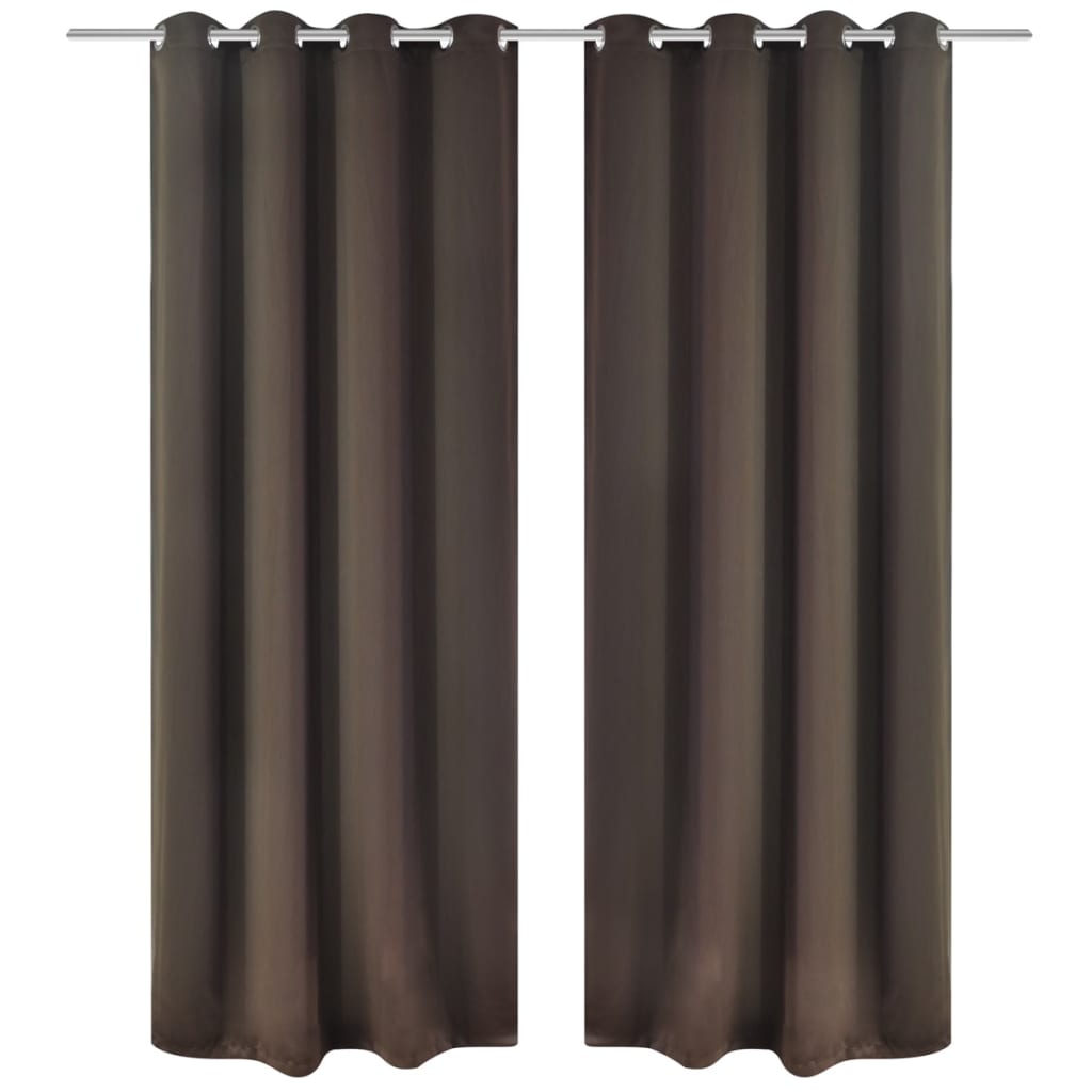 Cortinas opacas 2 uds con ojales de metal 135x175 cm marrón cfw65249