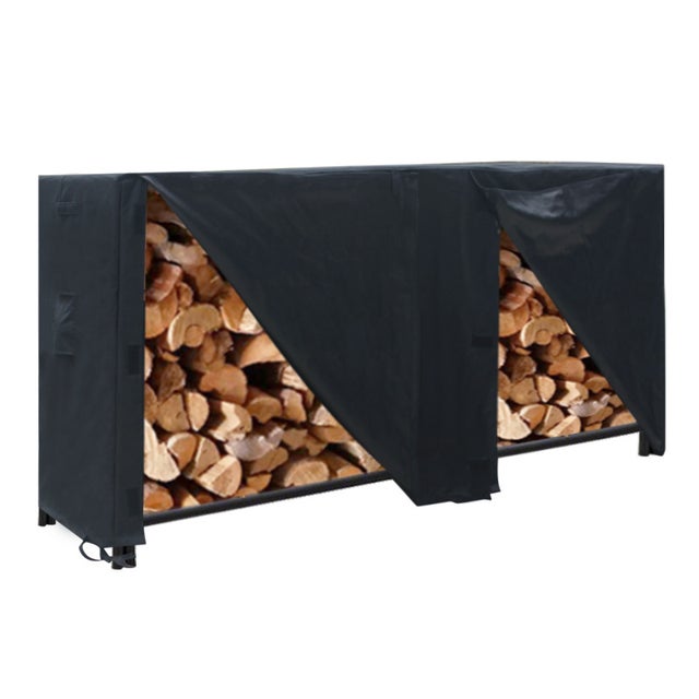 Porta Legna Da Ardere Koutemie 2 Livelli – Scaffale Per Camino Interno Ed Esterno, Resistente E AntiRuggine, Nero