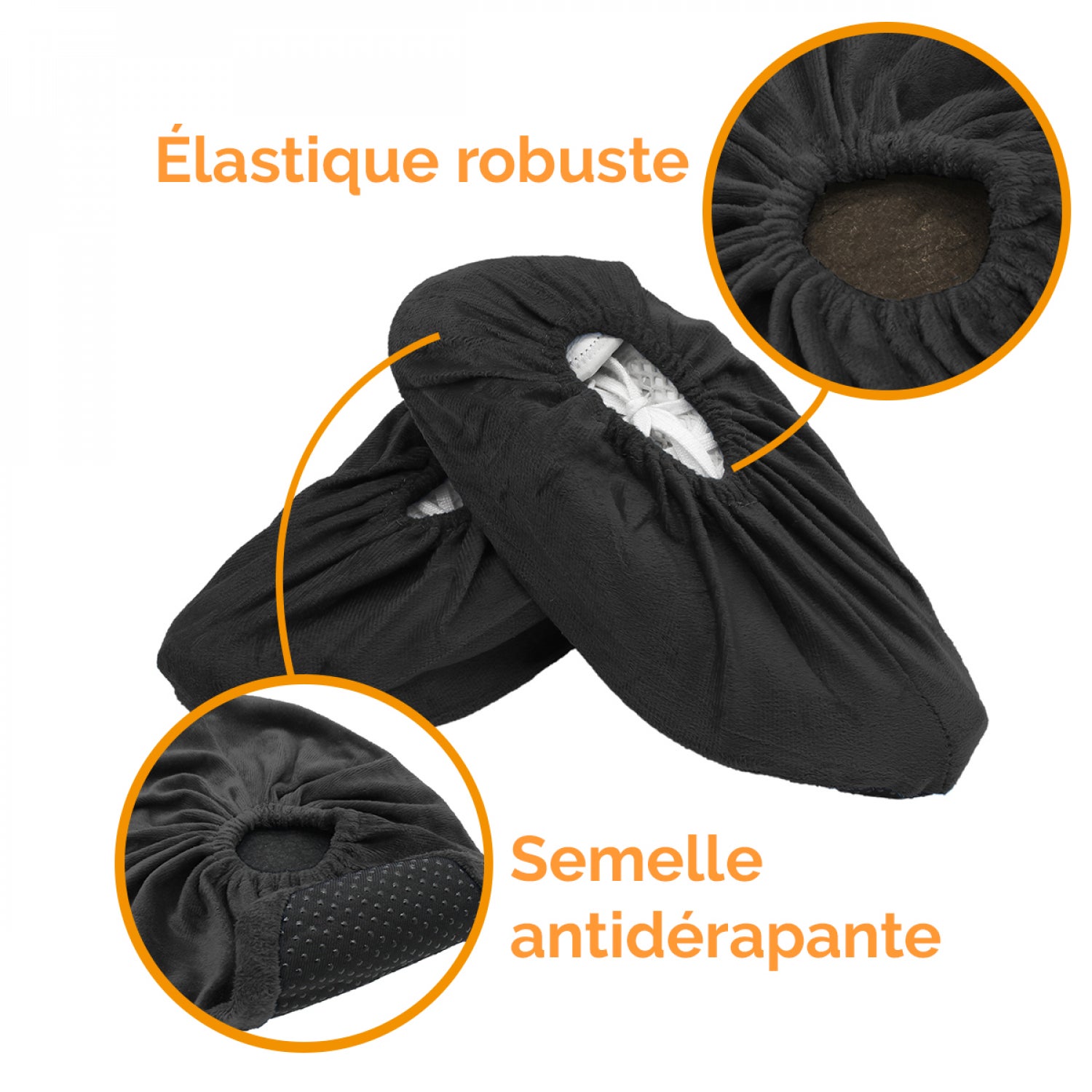 Lot de 50 paires de surchaussures lavables antidérapantes - Noir - Vivezen - 2