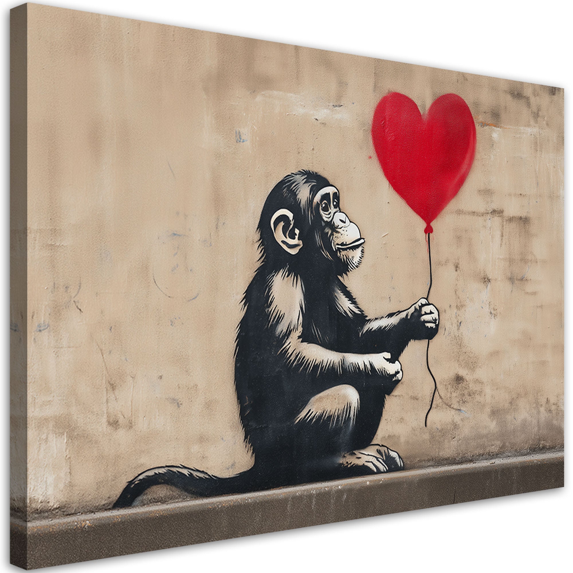 Obraz na płótnie, Małpa z balonikiem Banksy Street Art 90x60