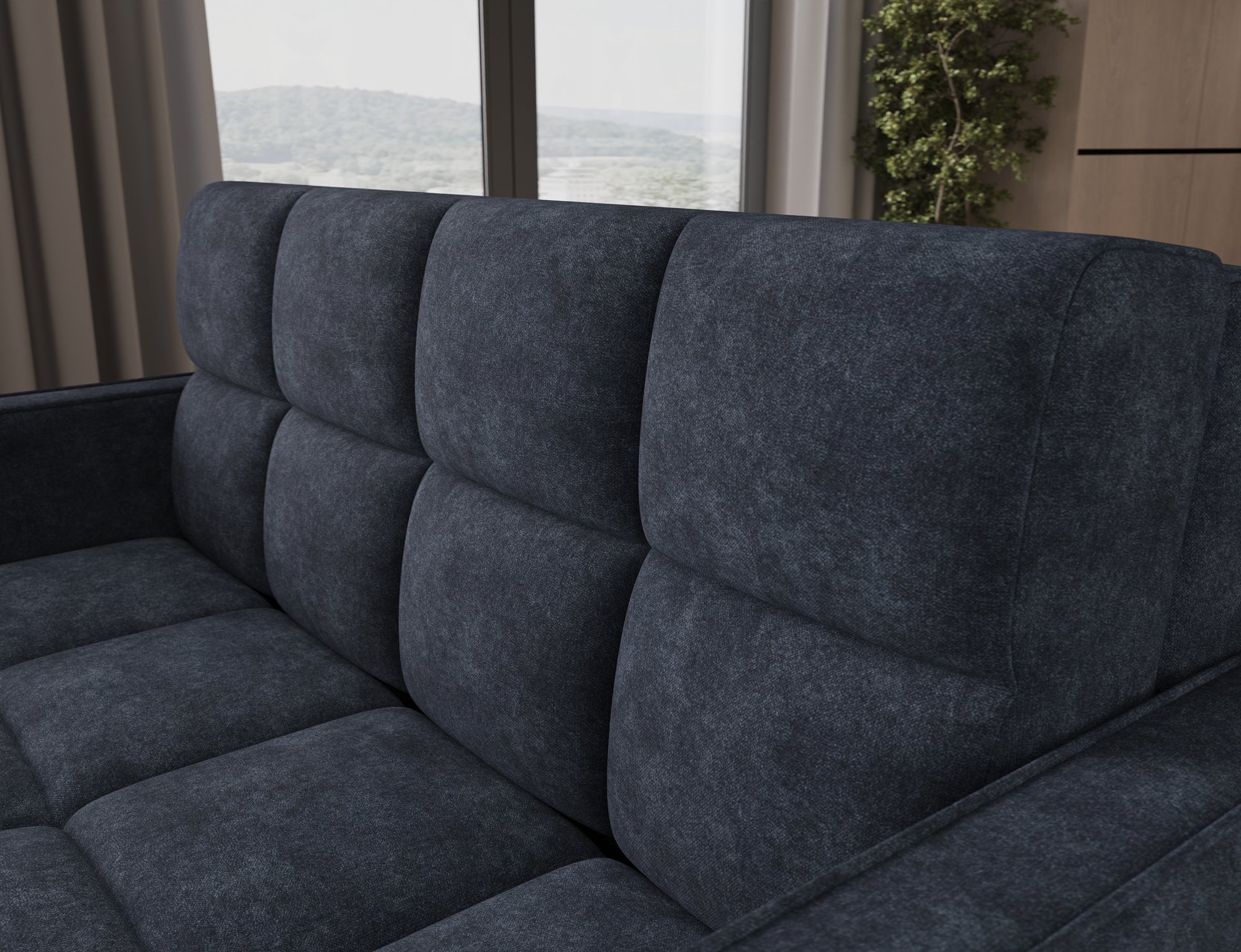 Petit canapé convertible 2 places tissu DENVERS 154cm – Avec coffre de rangement-Noir - 6