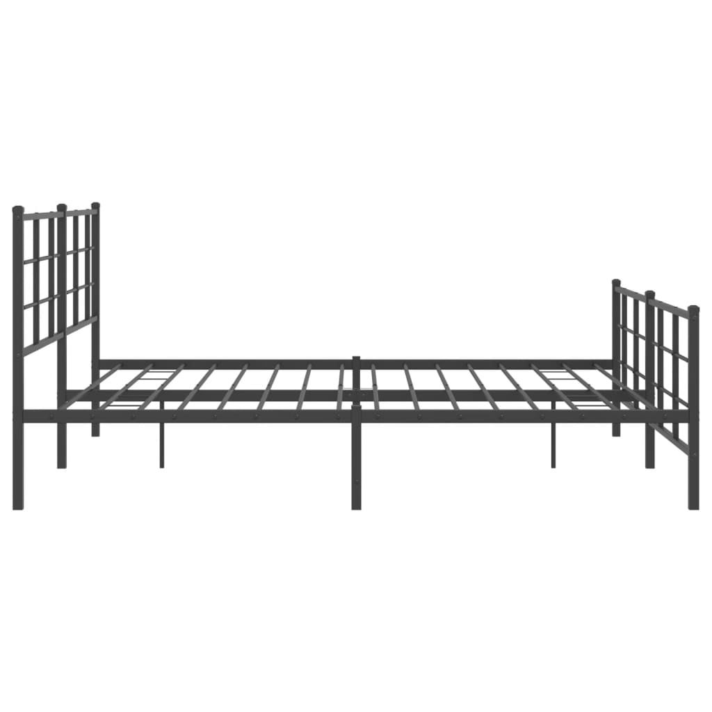 Estructura de cama sin colchón con estribo, de metal negro, para dormitorio, 183 × 213 cm - 6